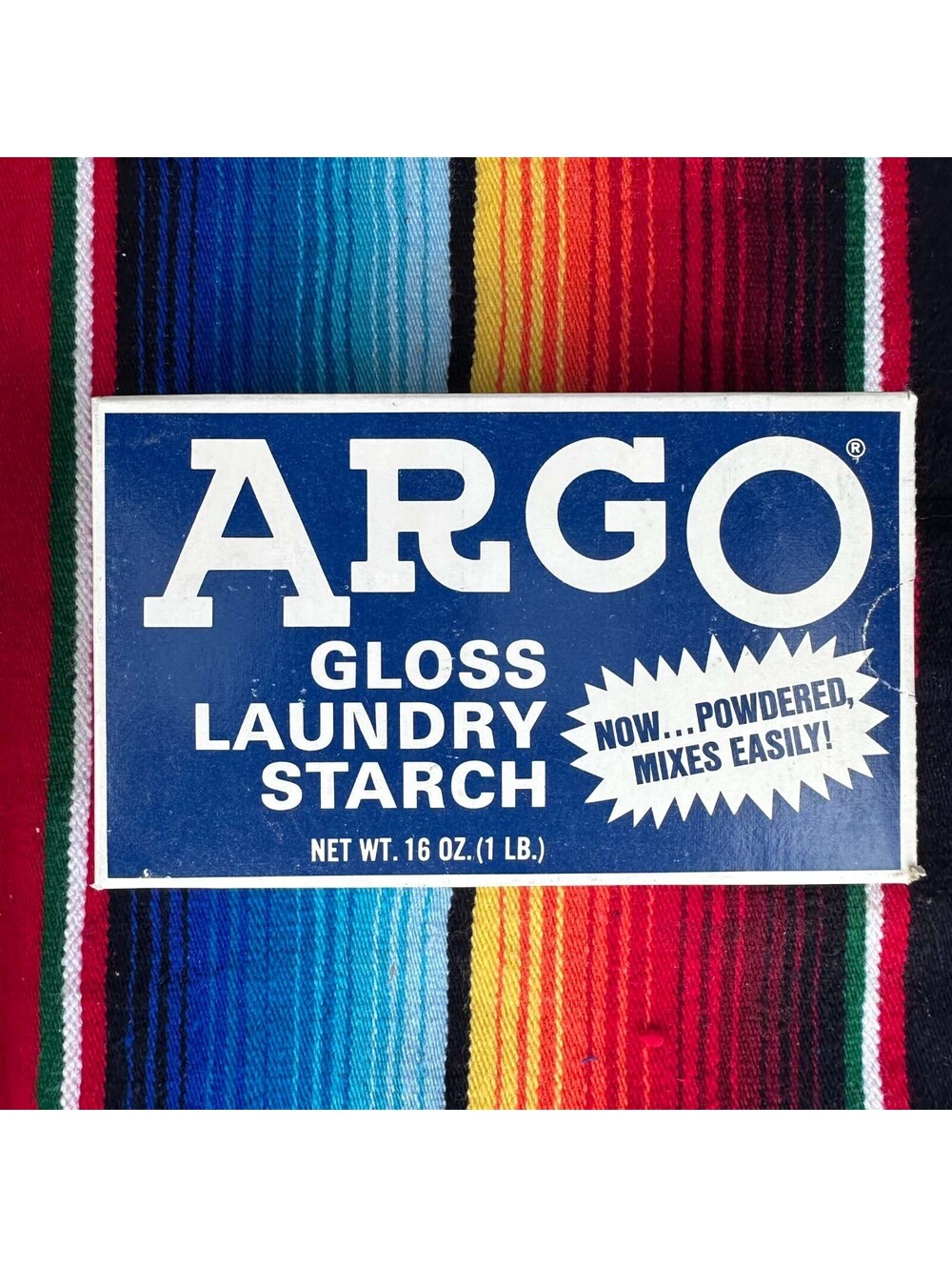 ARGO Powdered Gloss Vintage Laundry Starch 16 oz Blue New Old Stock VGC